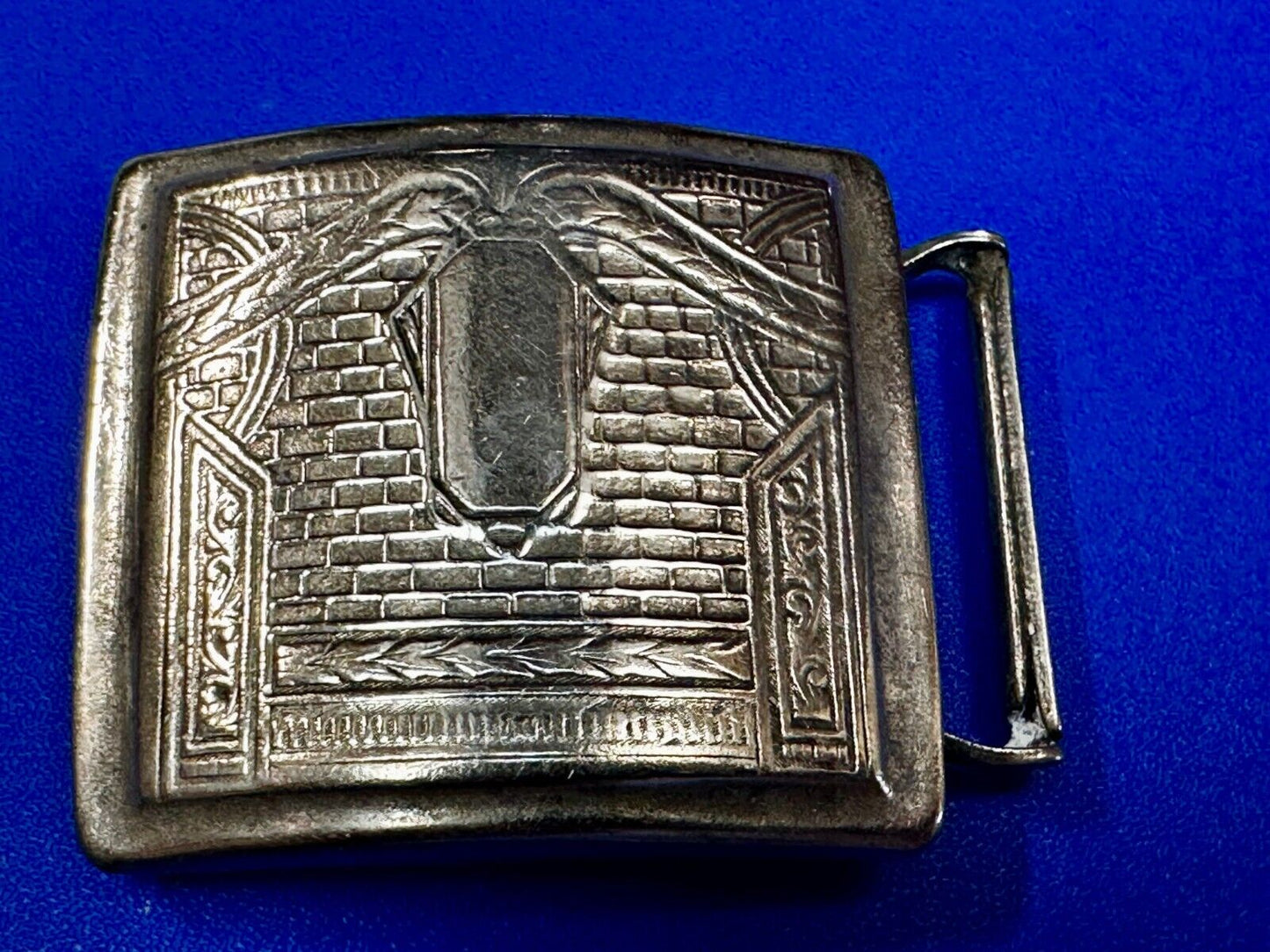 Antique Silver Gold Inlay Belt Buckle Ready To Engrave Letter Monogram Initial