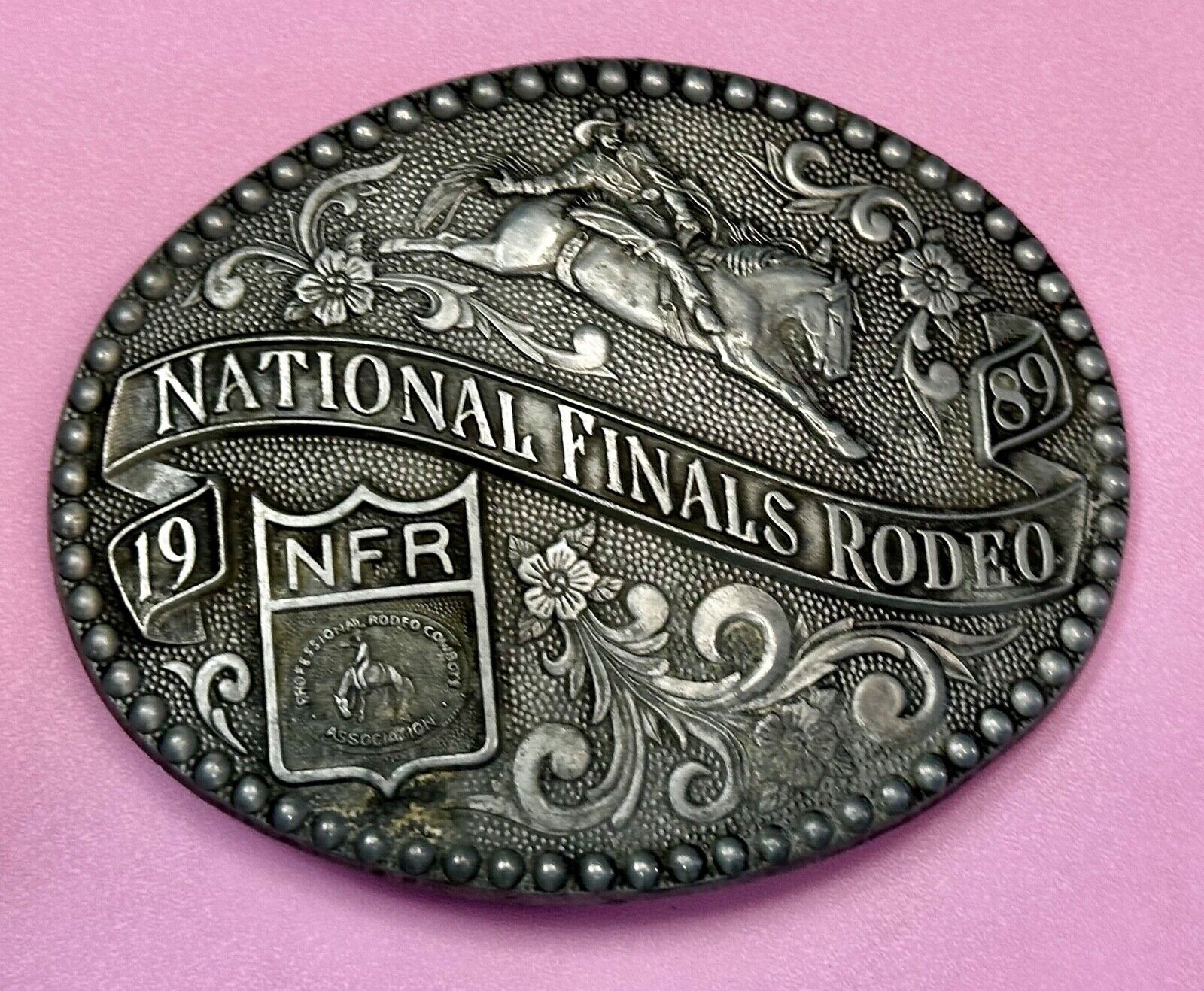 1989 NFR NATIONAL FINALS RODEO COWBOY BELT BUCKLE LAS VEGAS