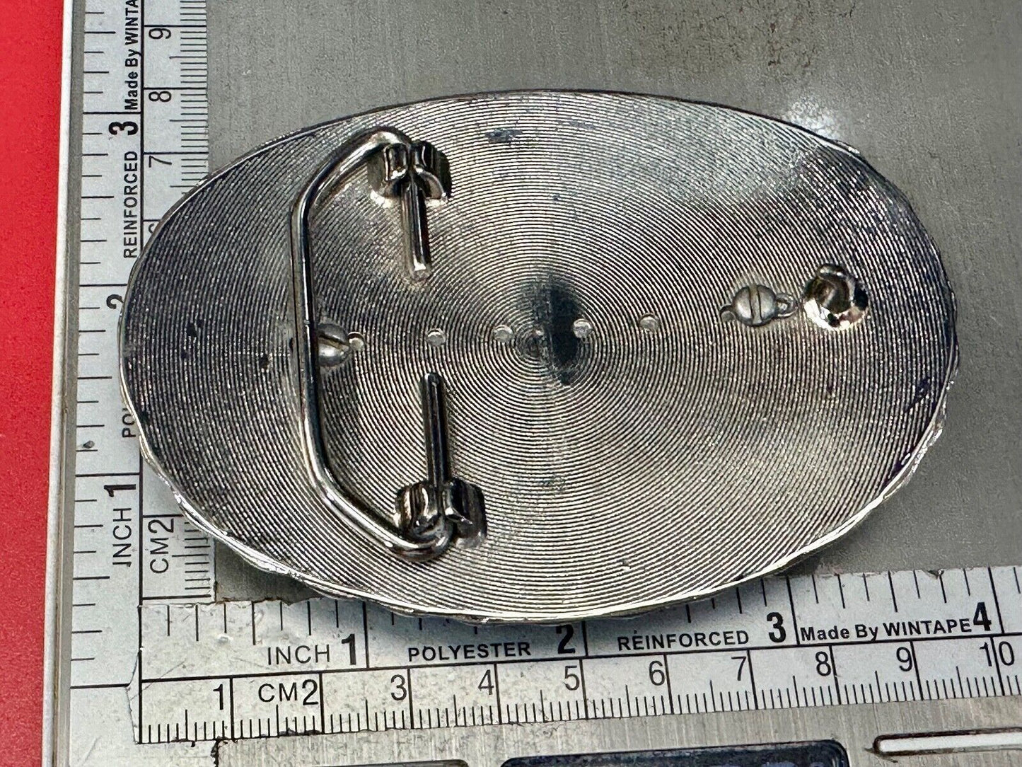 Two lucky pennies coins encased in cab style centerpiece of western belt buckle