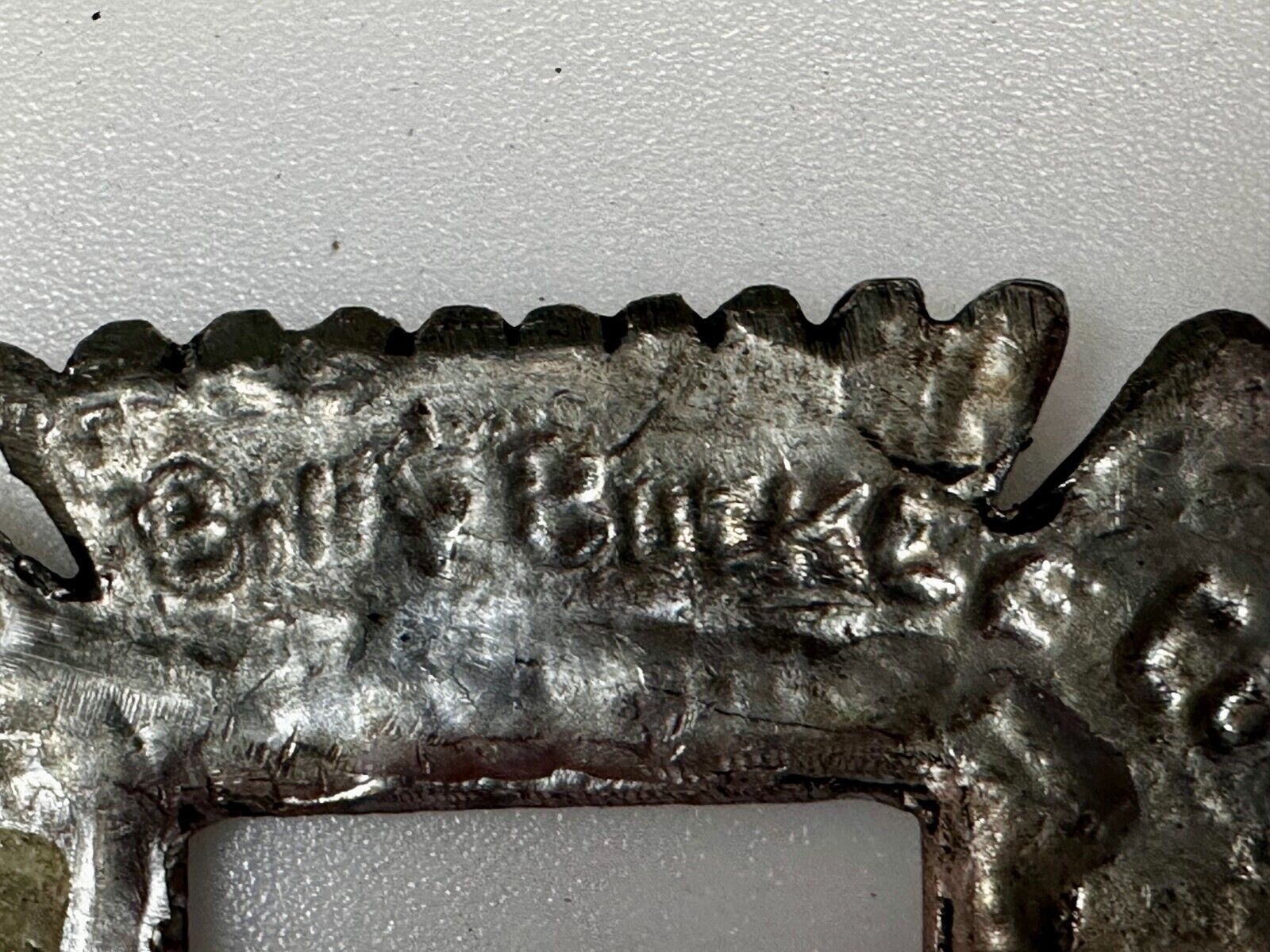 Artisan Made Pewter Belt Buckle Signed LJR Bill's Buckle Co
