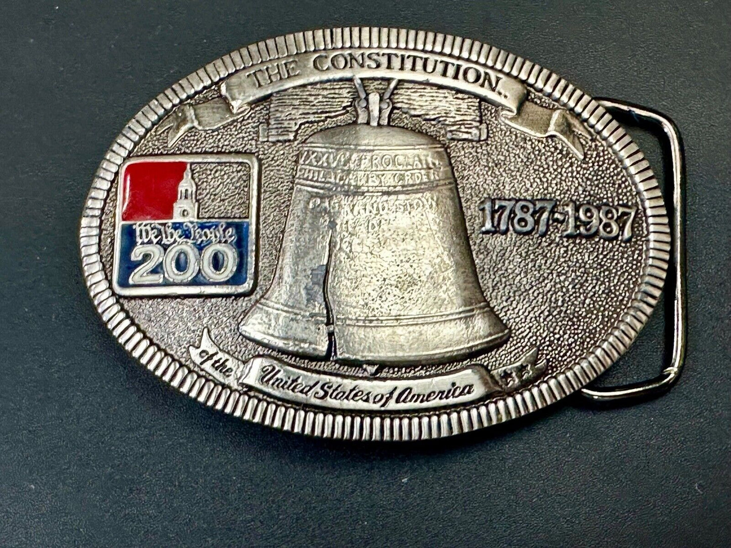 USA 200 year Celebration of the constitution Patriotic Liberty bell belt buckle