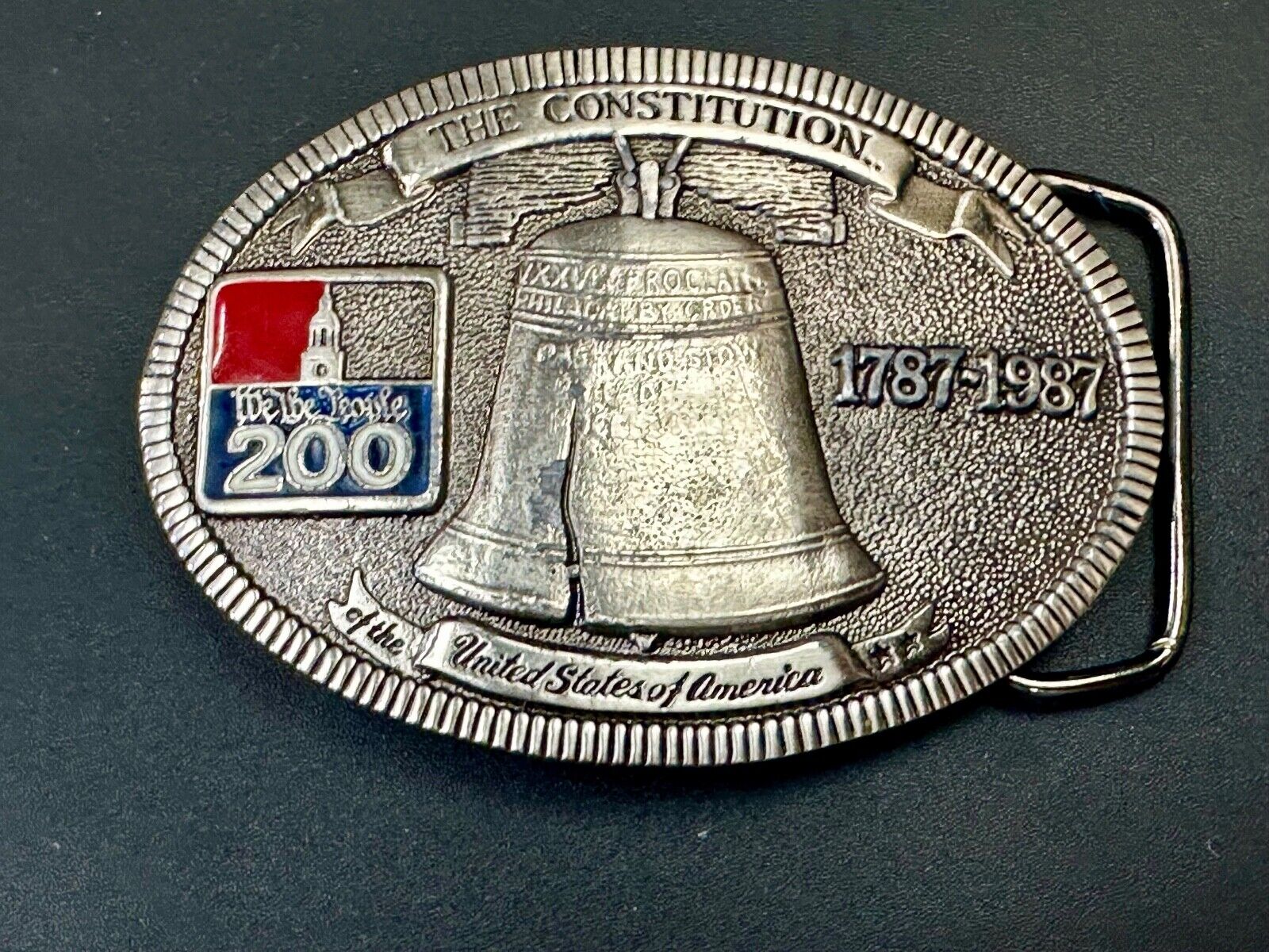 USA 200 year Celebration of the constitution Patriotic Liberty bell belt buckle