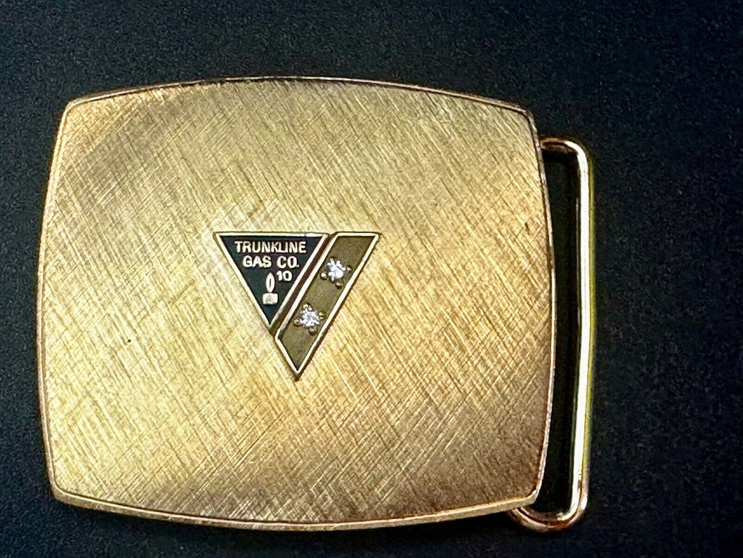 Trunkline Gas Company 10 Year Award Vtg. diamonds & gold centerpiece Belt Buckle