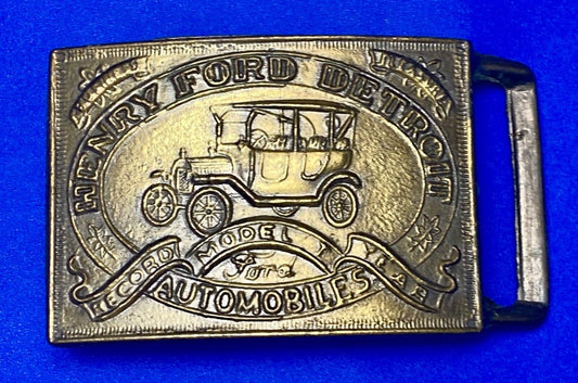 Vintage Henry Ford Detroit Record Year Model T Car Auto collectors Belt Buckle