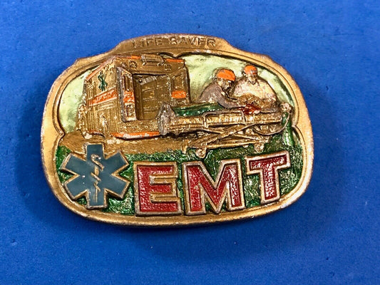 Vintage 1985 - Life saver! EMT Colorful belt buckle - Emergency Medical Tech