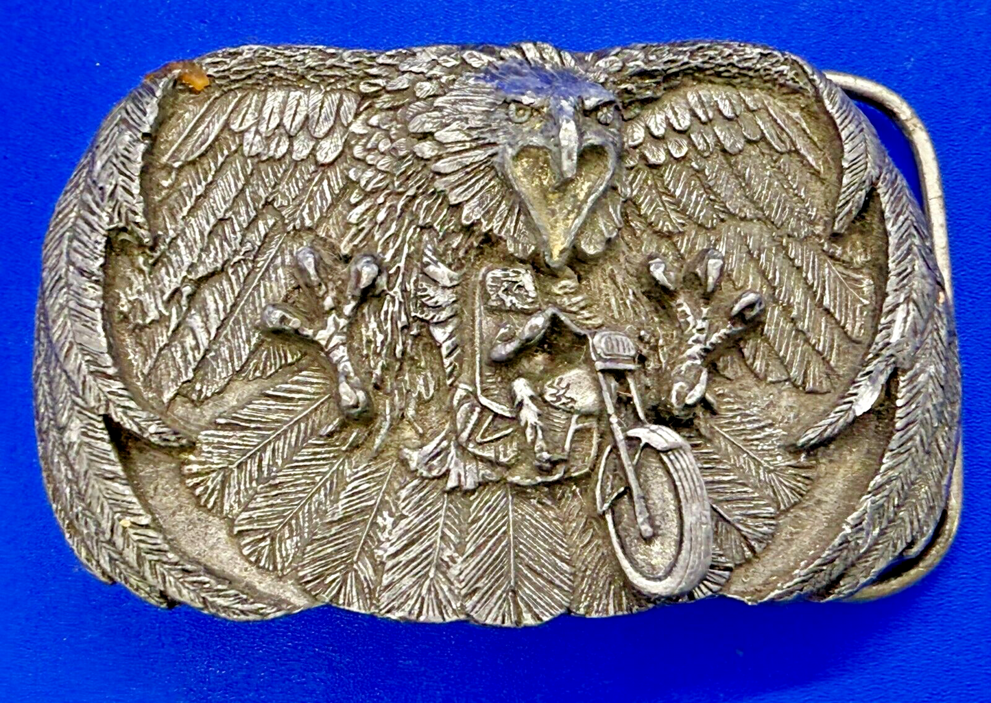 American Bald Eagle Motorcycle Biker Rider VTG 1980 Arroyo Grande Belt Buckle