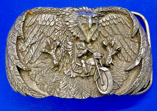 American Bald Eagle Motorcycle Biker Rider VTG 1980 Arroyo Grande Belt Buckle