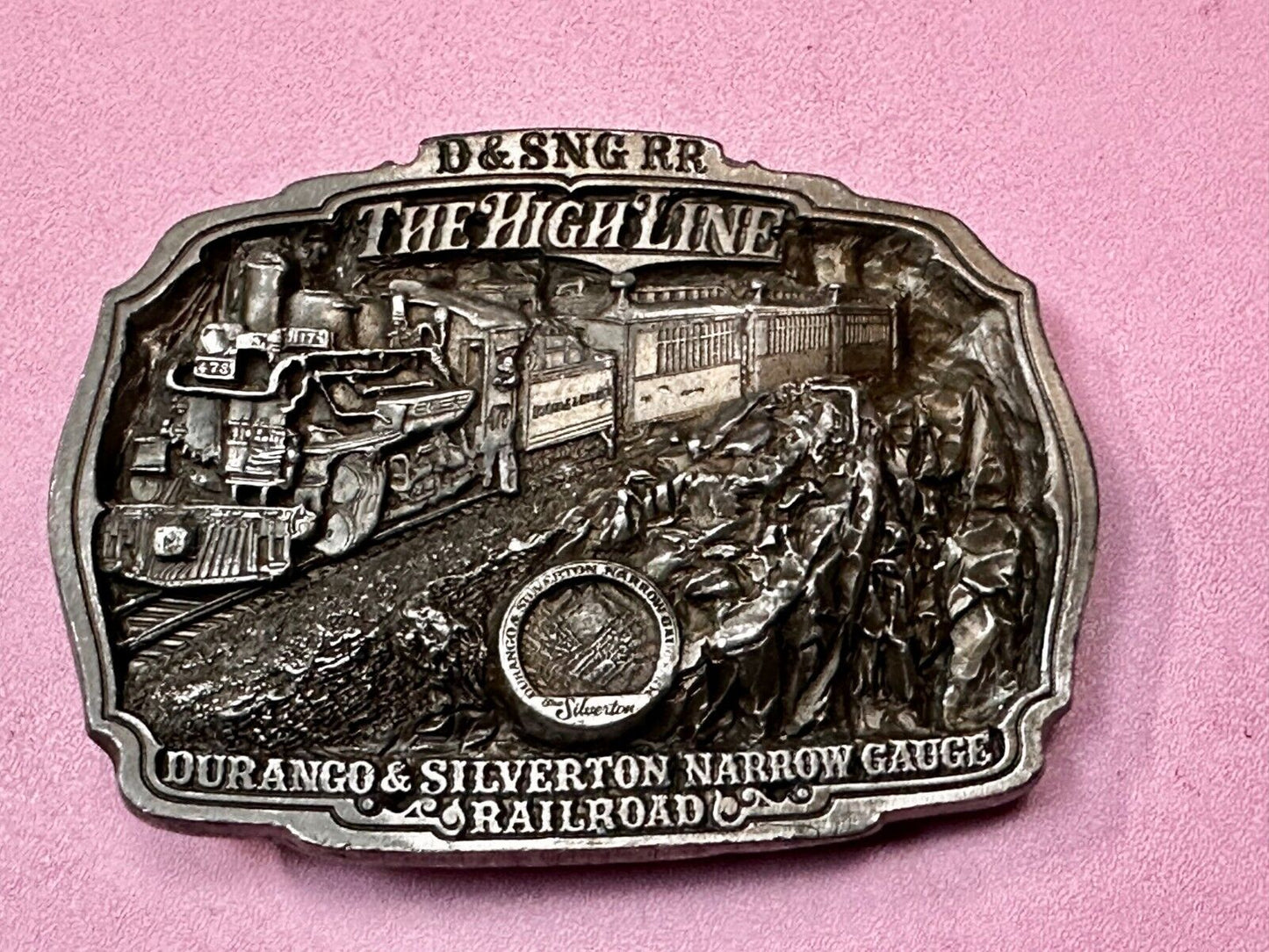 Train Rail Road Durango & Silverton Narrow Gauge C+J Vintage 1980s  Belt Buckle