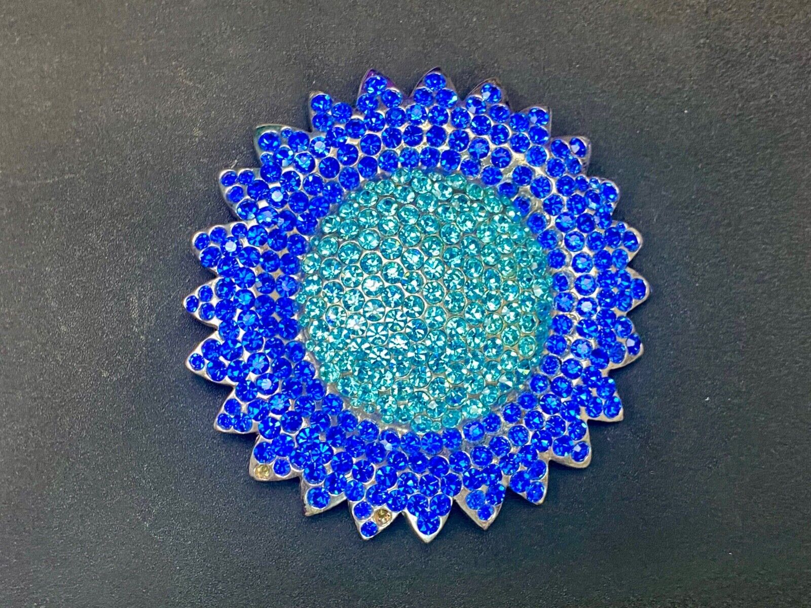 A Blue Green Sea Of Rhinestones - Starburst Cutout Belt Buckle