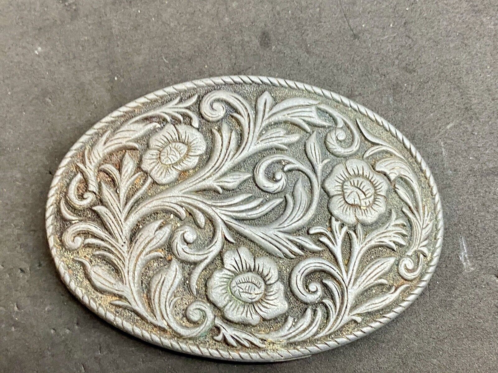 4" WIDE WESTERN COWBOY DRESS FLOWER SWIRL BELT BUCKLE 