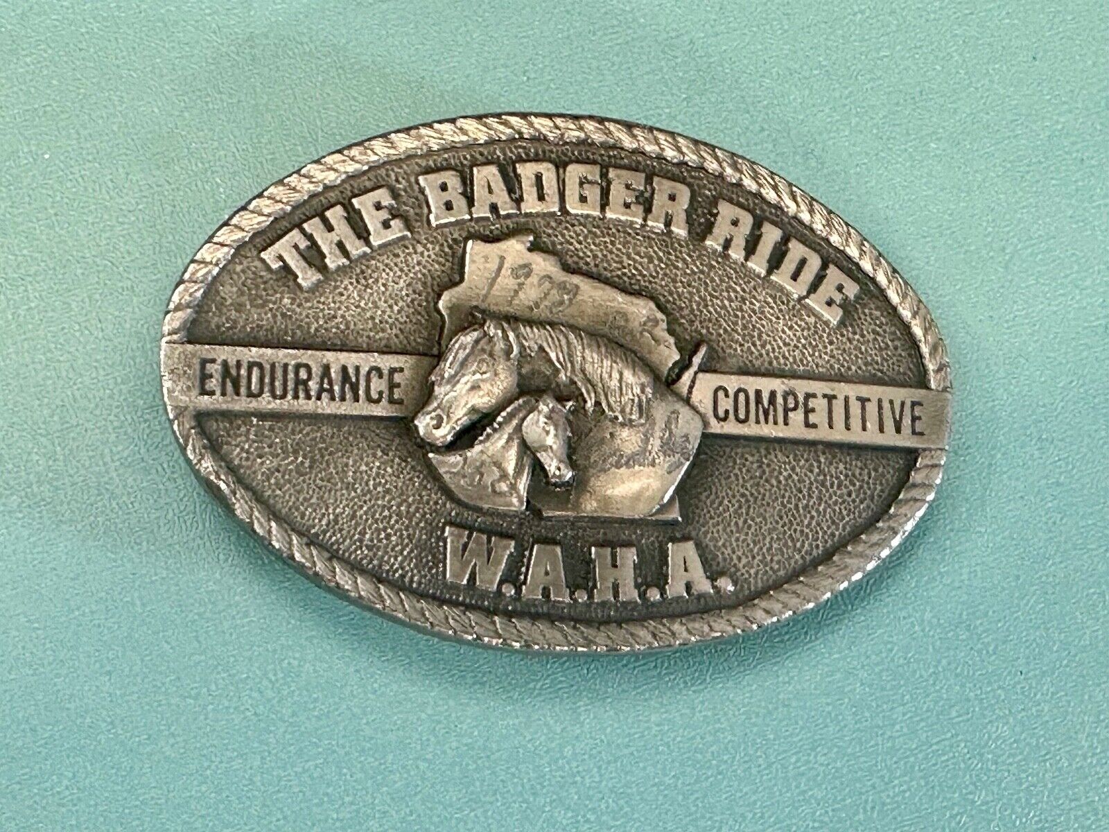 The Badger Ride WAHA  Endurance Completive WI Arabian Horse Assn 77 belt buckle