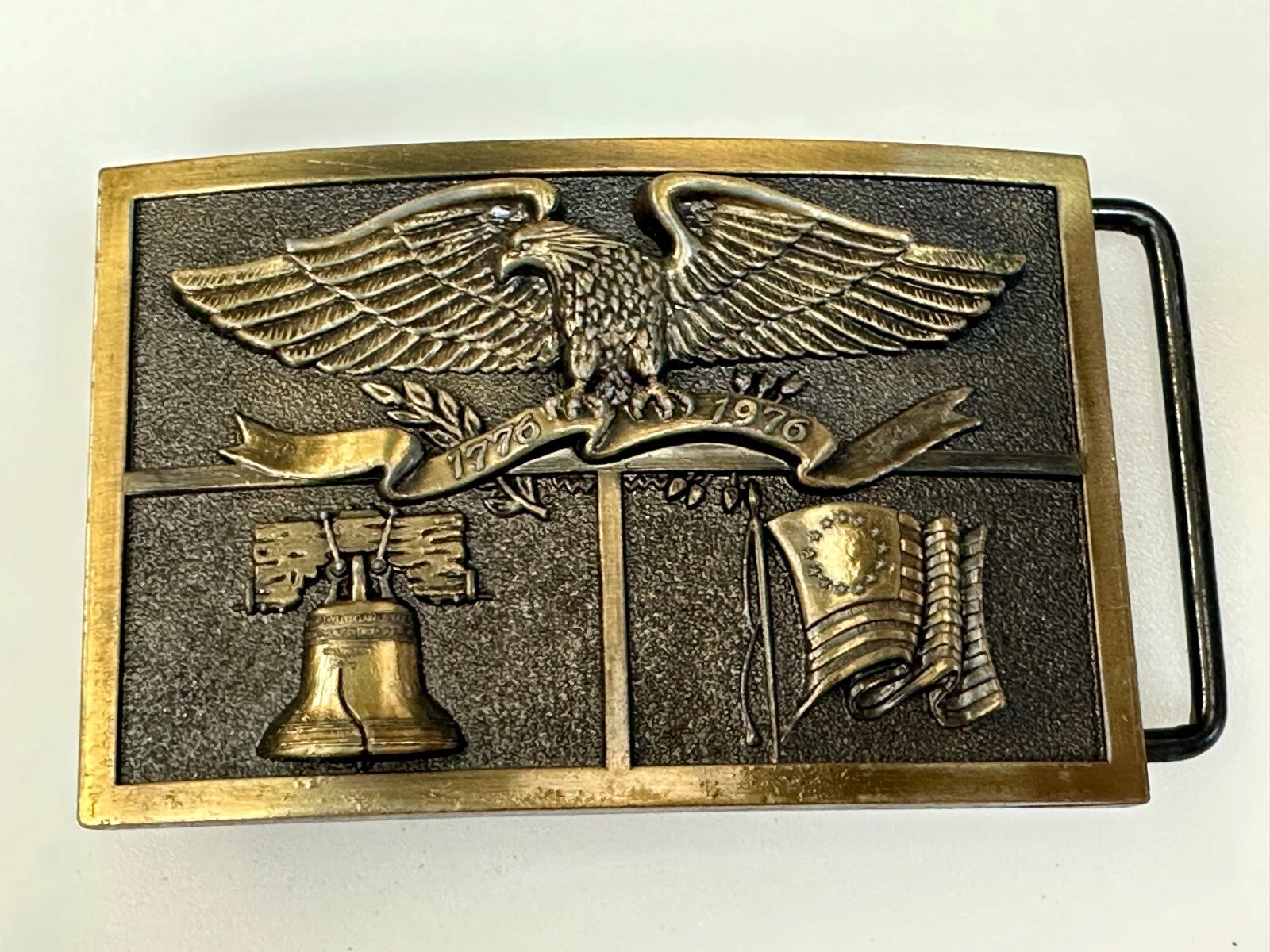 American Heritage Symbol Bicentennial Eagle Bell State Flag Belt Buckle