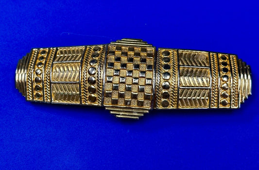 6" Wide Two Piece interlocking Gold Tone Vintage Belt Buckle by Dotty Smith