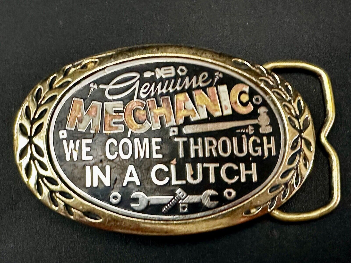A Genuine Mechanic We come through in a clutch -Aminco 1980 Brass Belt Buckle