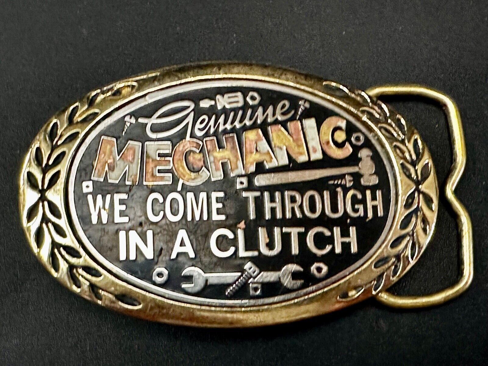 A Genuine Mechanic We come through in a clutch -Aminco 1980 Brass Belt Buckle