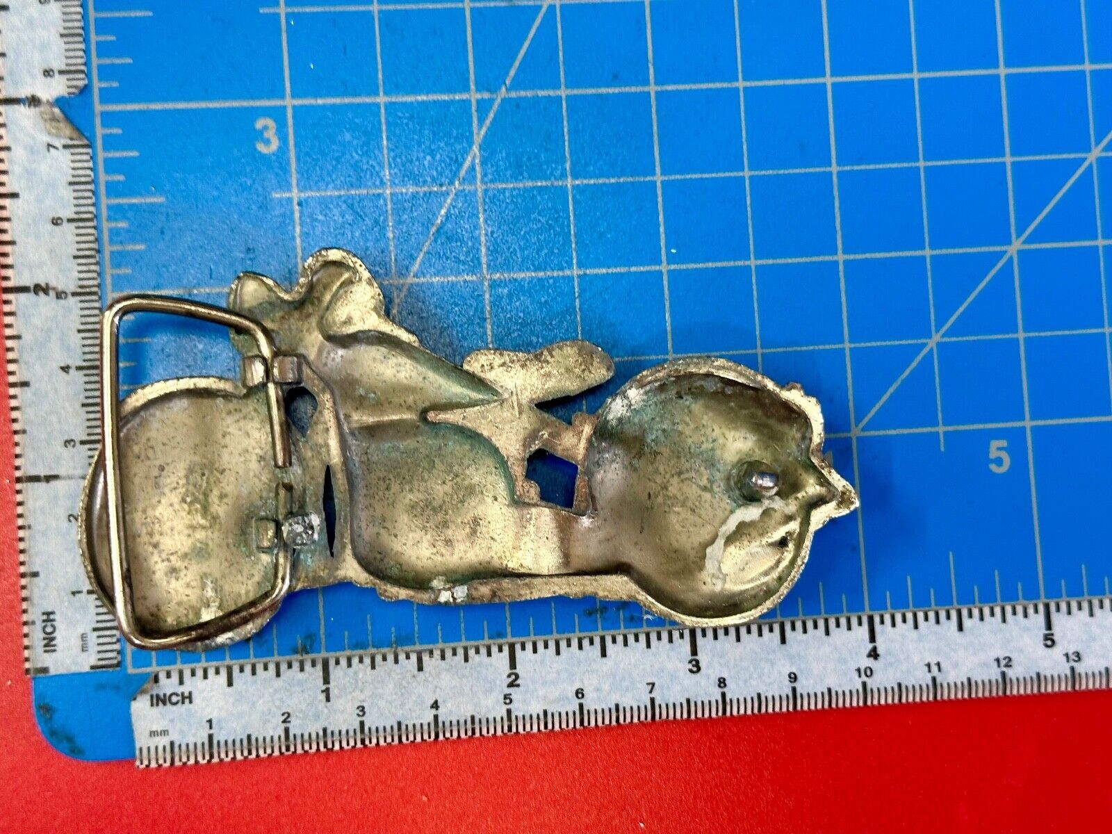 4" wide Figural Motorcycle W/ Saddle bag Silver color bikers belt buckle