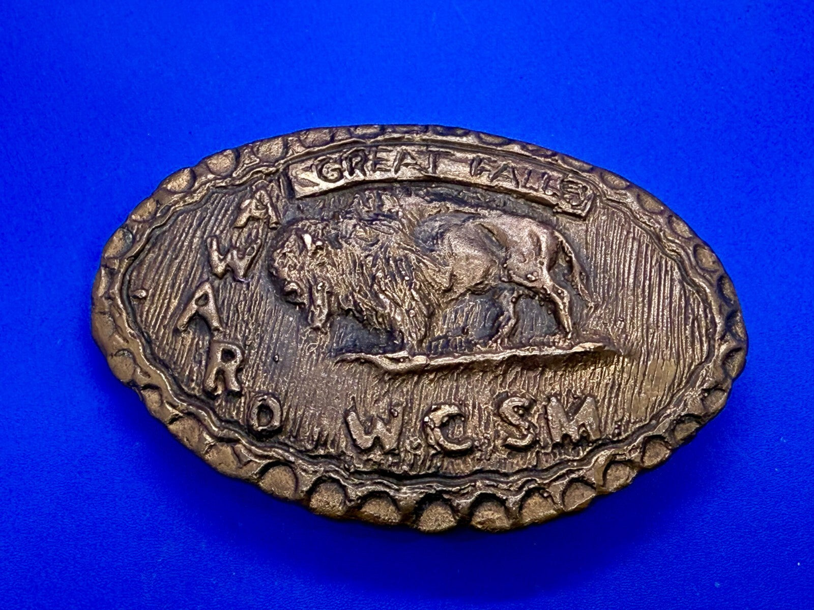 American Buffalo Bison Great Falls Award WCSM Brass Tone Hunters Belt Buckle