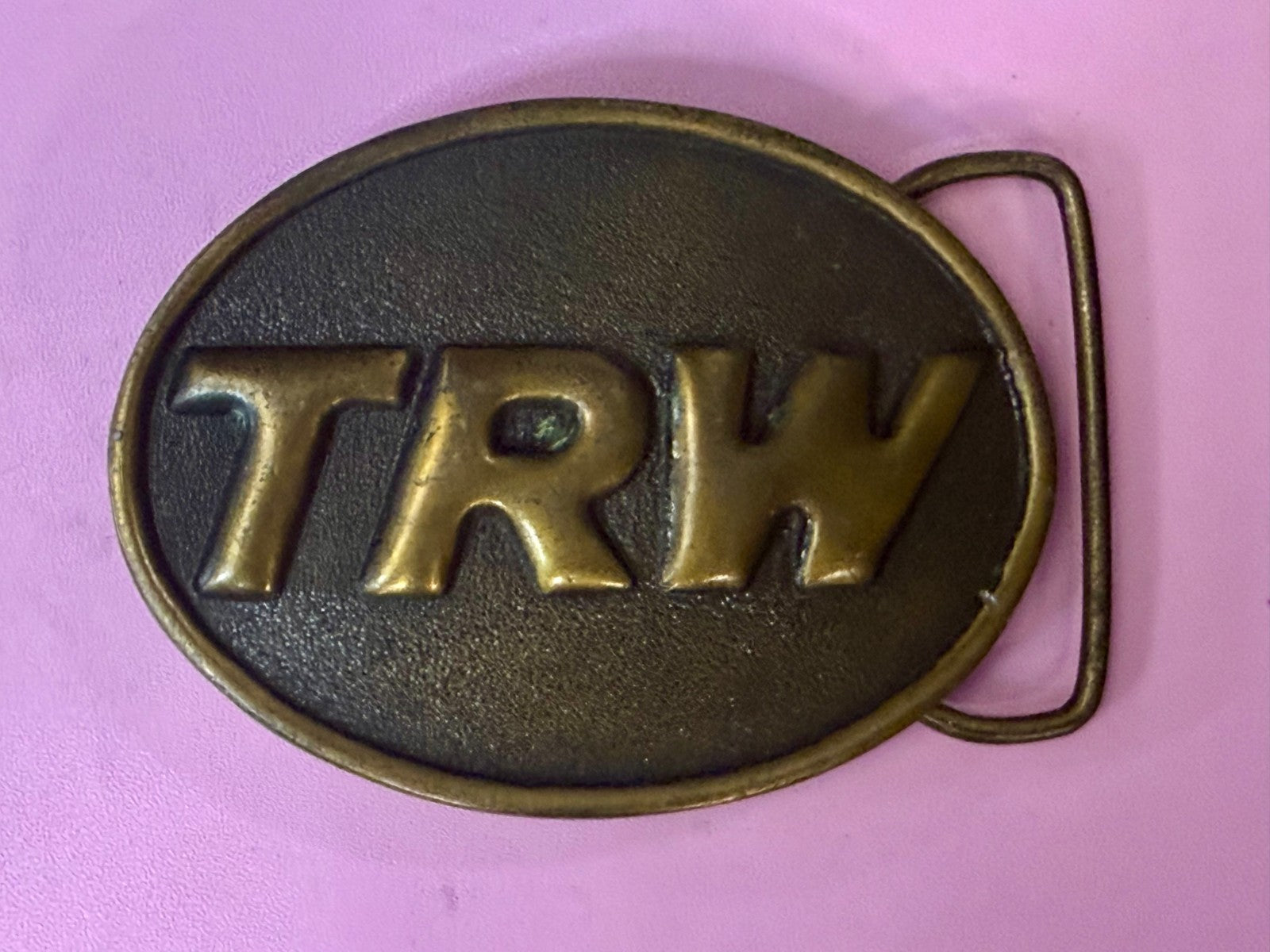 TRW Automotive Parts Advertising Promo Vintage Indiana Metal Craft Belt Buckle