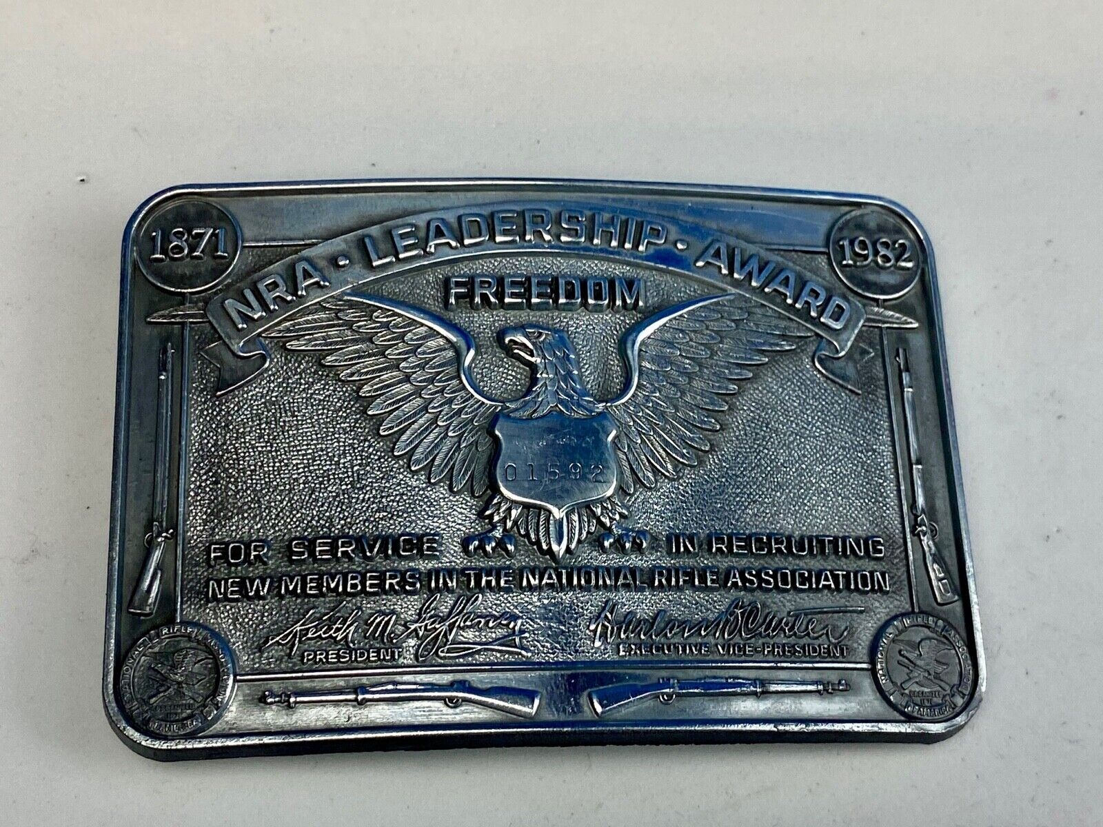 NRA Leadership Award - Freedom belt buckle - service in recruiting