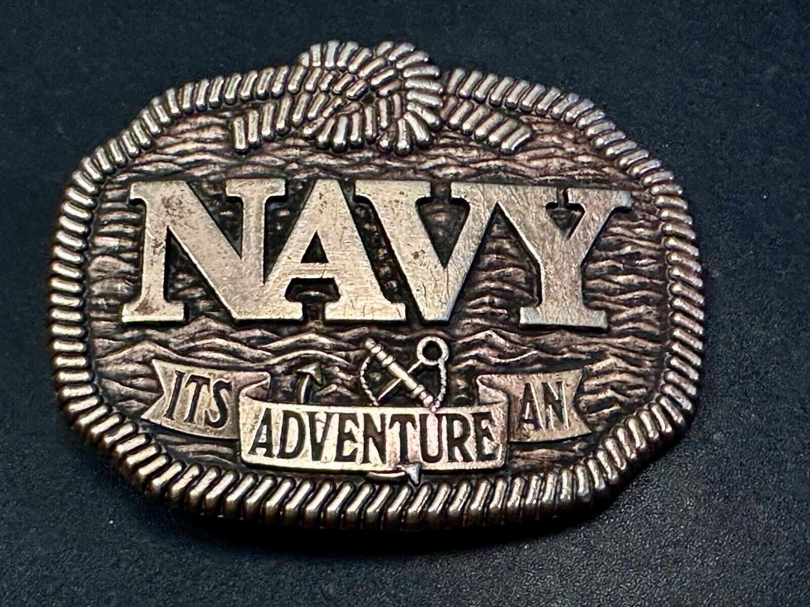 United States NAVY  Its An Adventure Rope Waves Anchor Belt Buckle - to paint