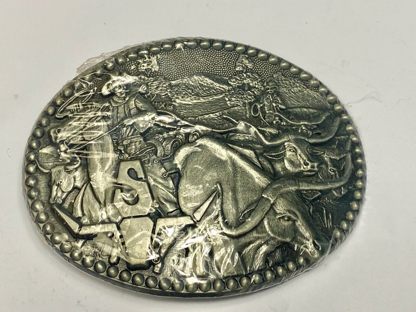 ADM Zee Series Cowboy Longhorn Steer Roping NOS Belt Buckle Award Design Medals 