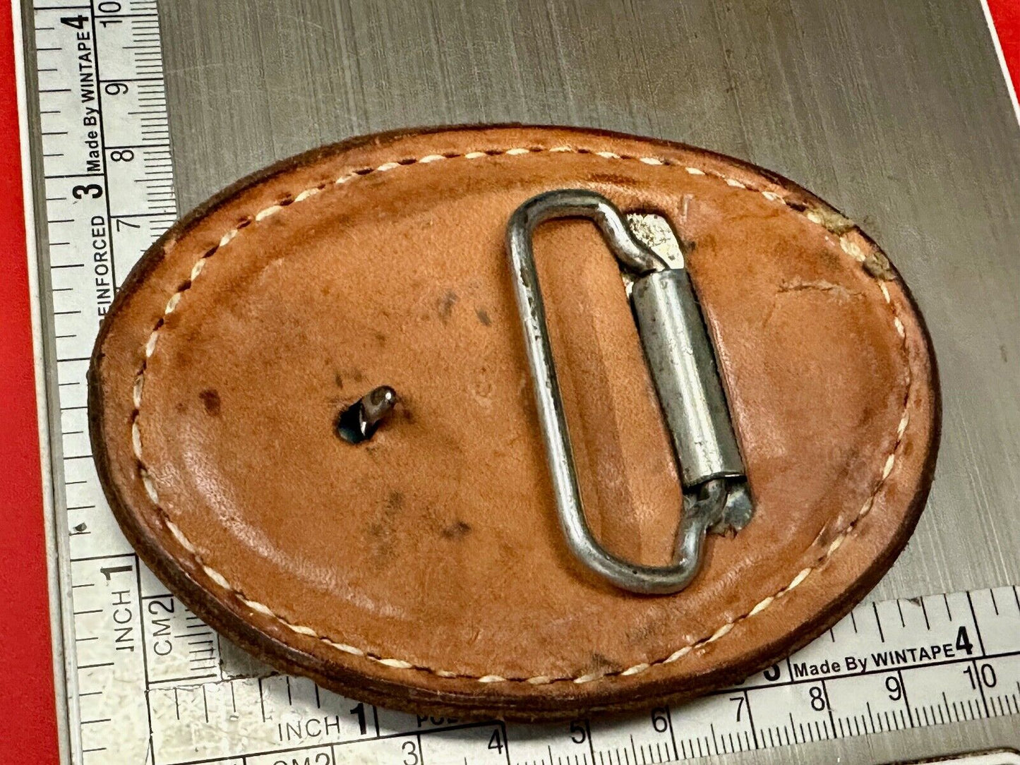 Unique leaf pattern in leather belt buckle made of Abalone shell