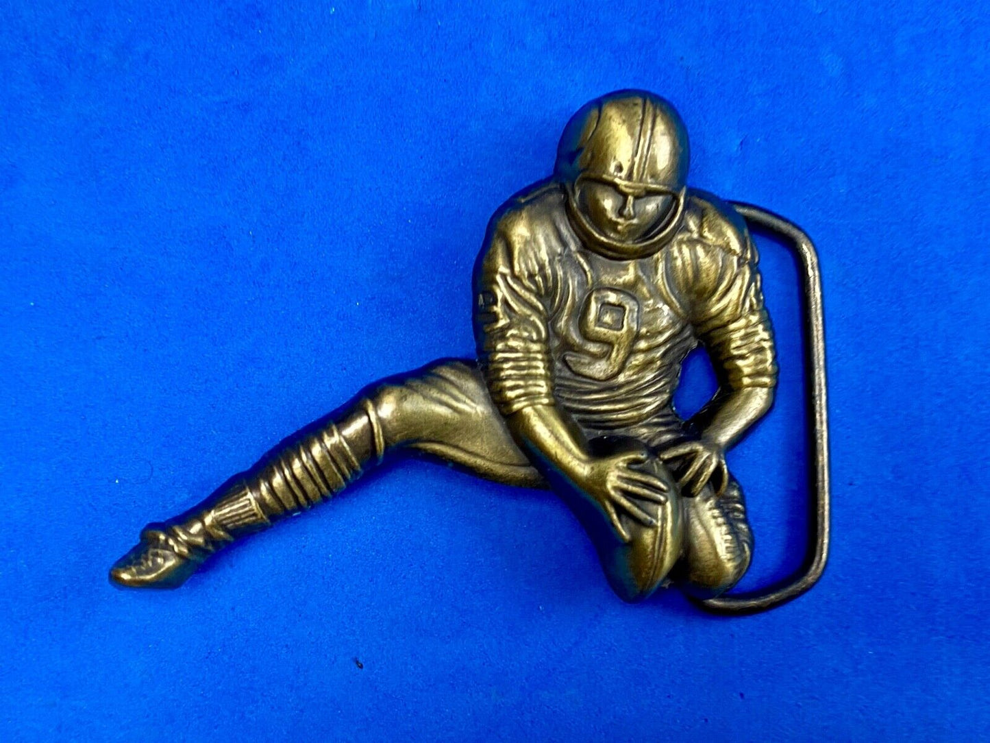 Vintage Football #9 Placeholder place holder player kicker figural belt buckle 