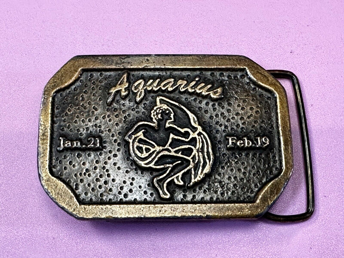 AQUARIUS Jan 21 - Feb 19  Horoscope Astrological Zodiac Cal Metals Belt Buckle