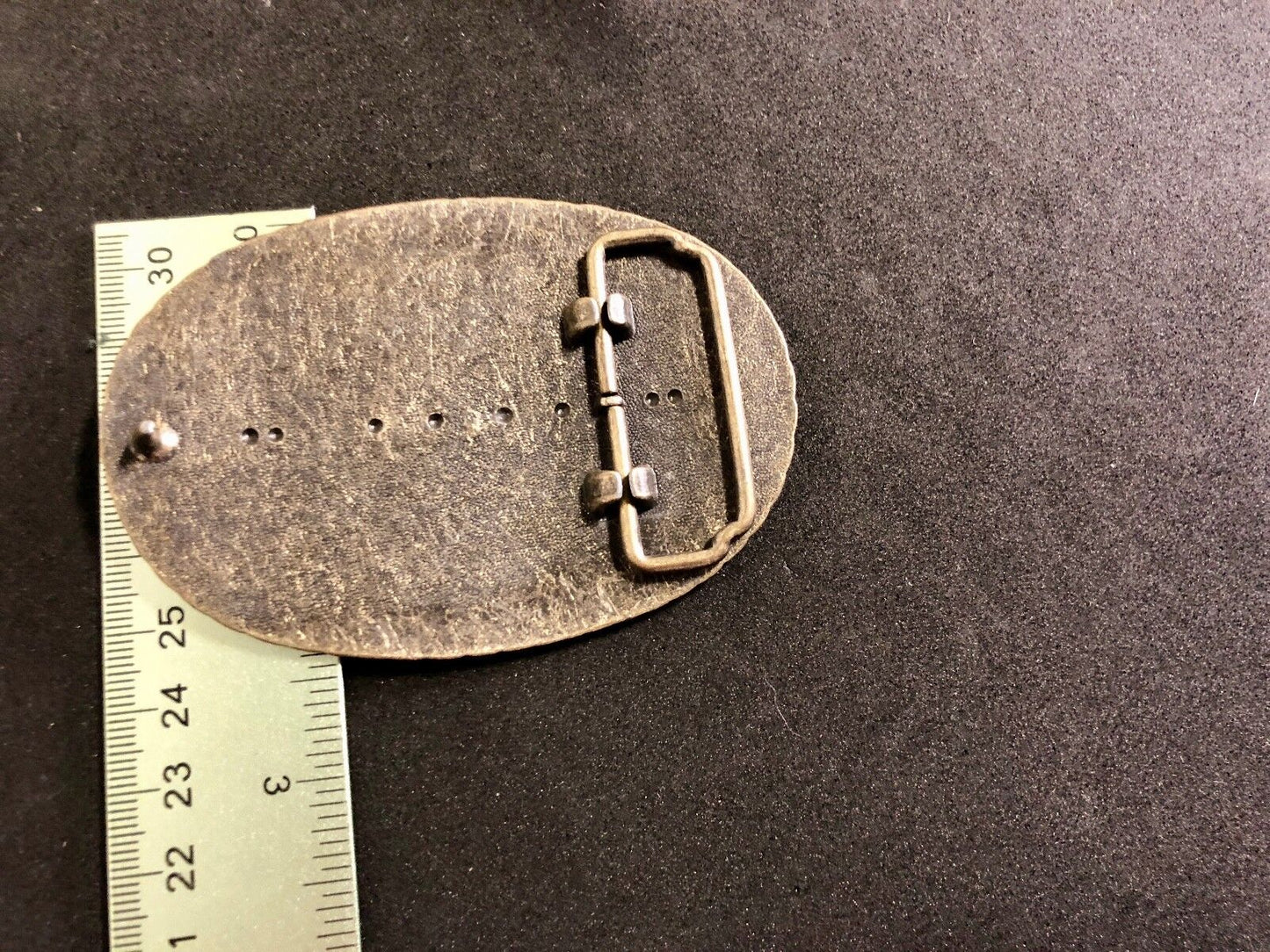 Vintage Leather Suzuki Belt Buckle - motorcycle engine Logo 