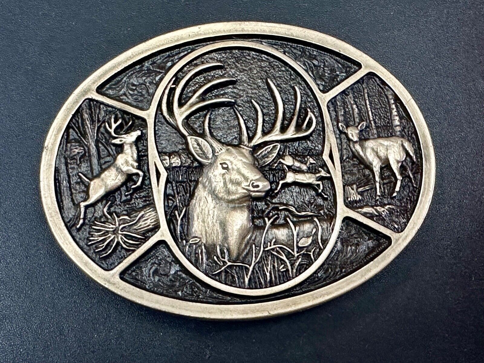 Vintage Deer Buck Doe  Heritage Attitude Belt Buckle by Montana Silversmiths
