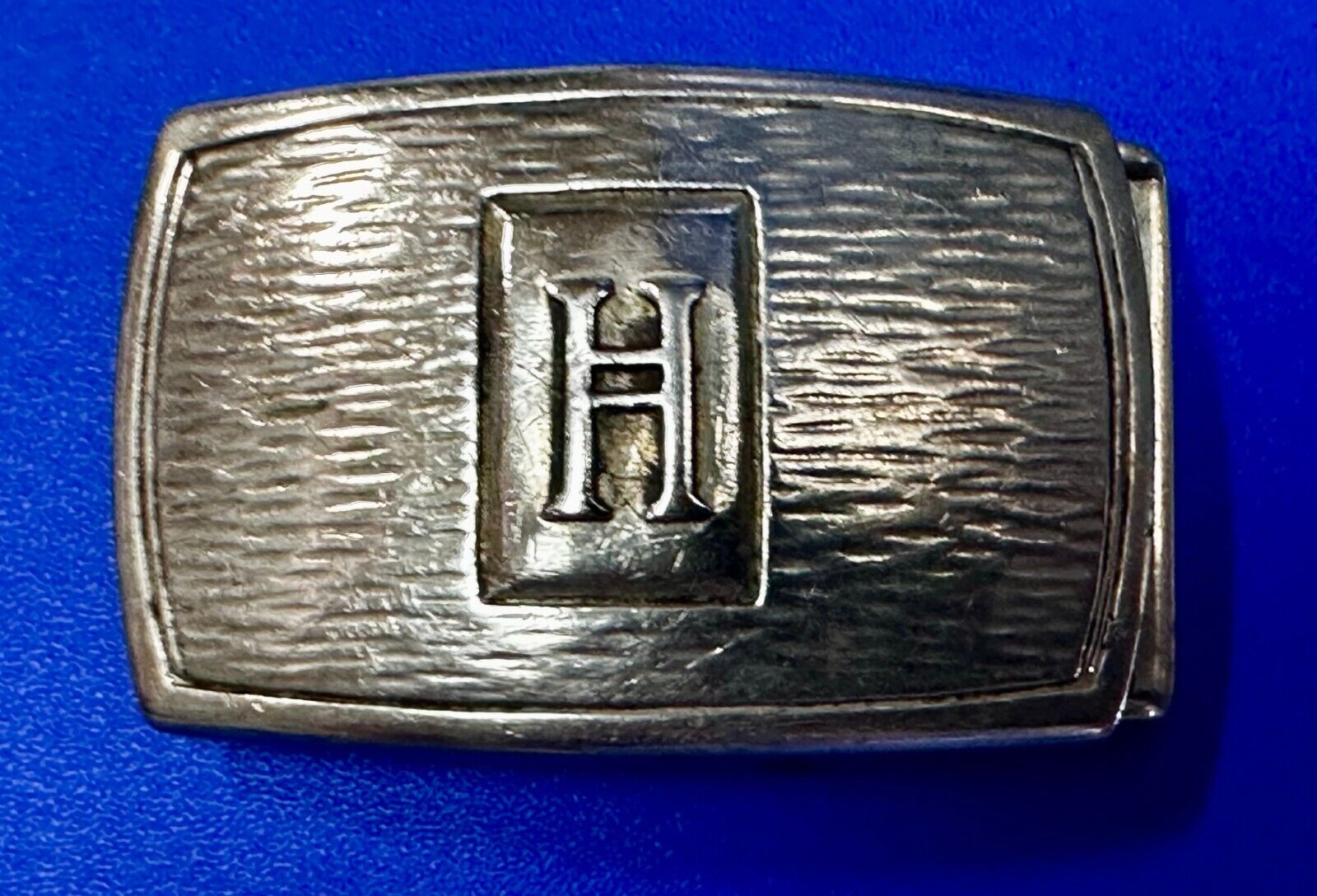 Antique Letter Monogram Initial H Art Deco Nickel Silver Belt Buckle by Pioneer