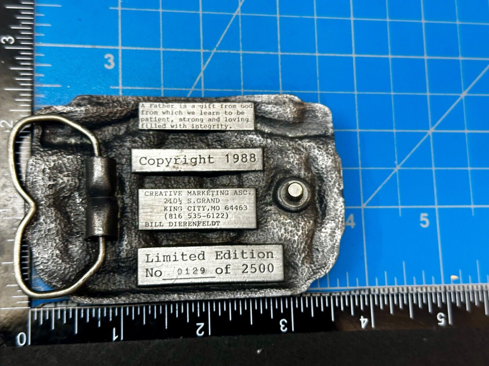A Tribute to a Father Dad - Vintage Father's Day 1988 Belt Buckle by Creative