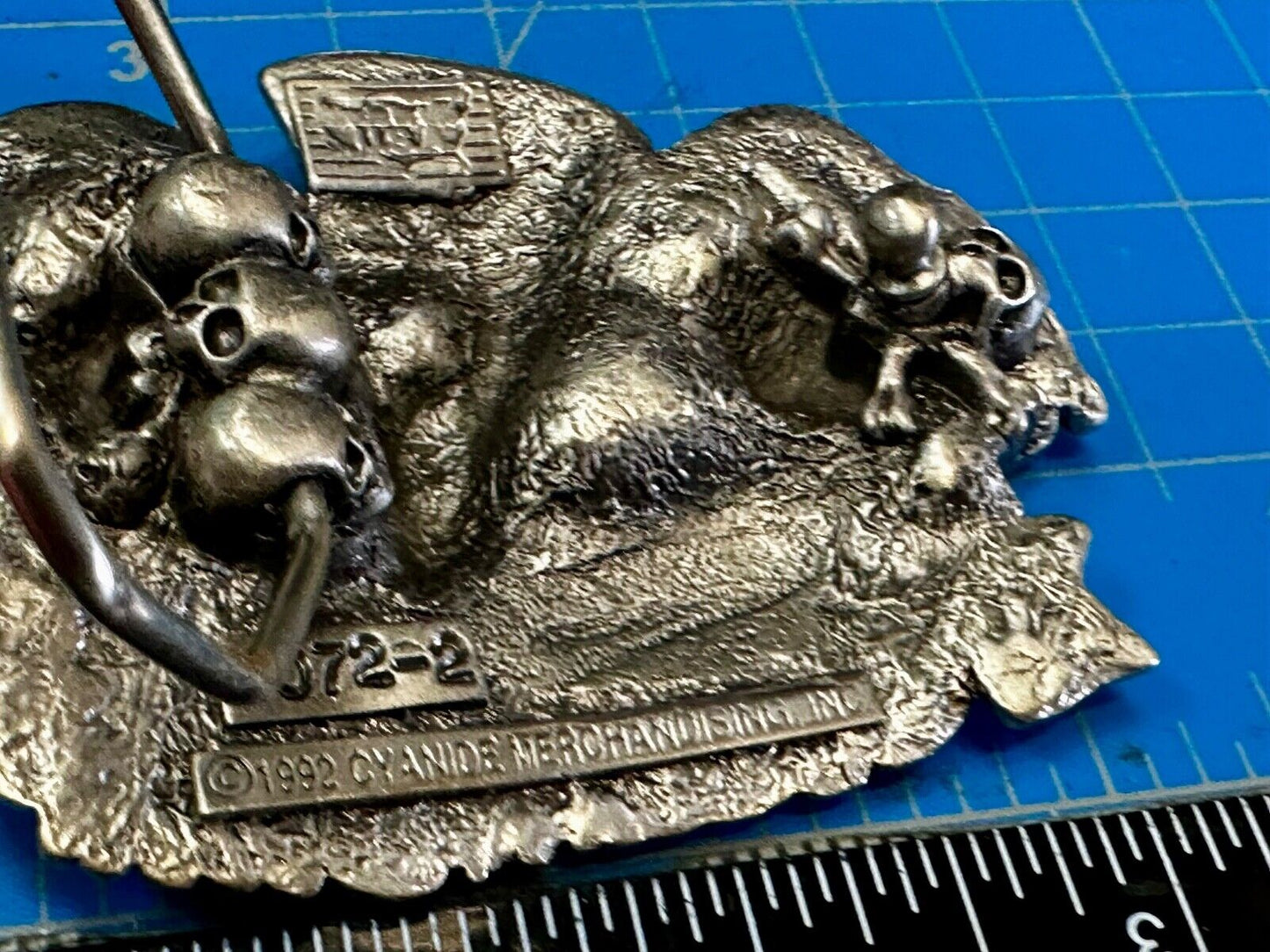 80's Poison Rock Band Skull in Top hat Rose Flesh & Blood Album 1992 Belt Buckle