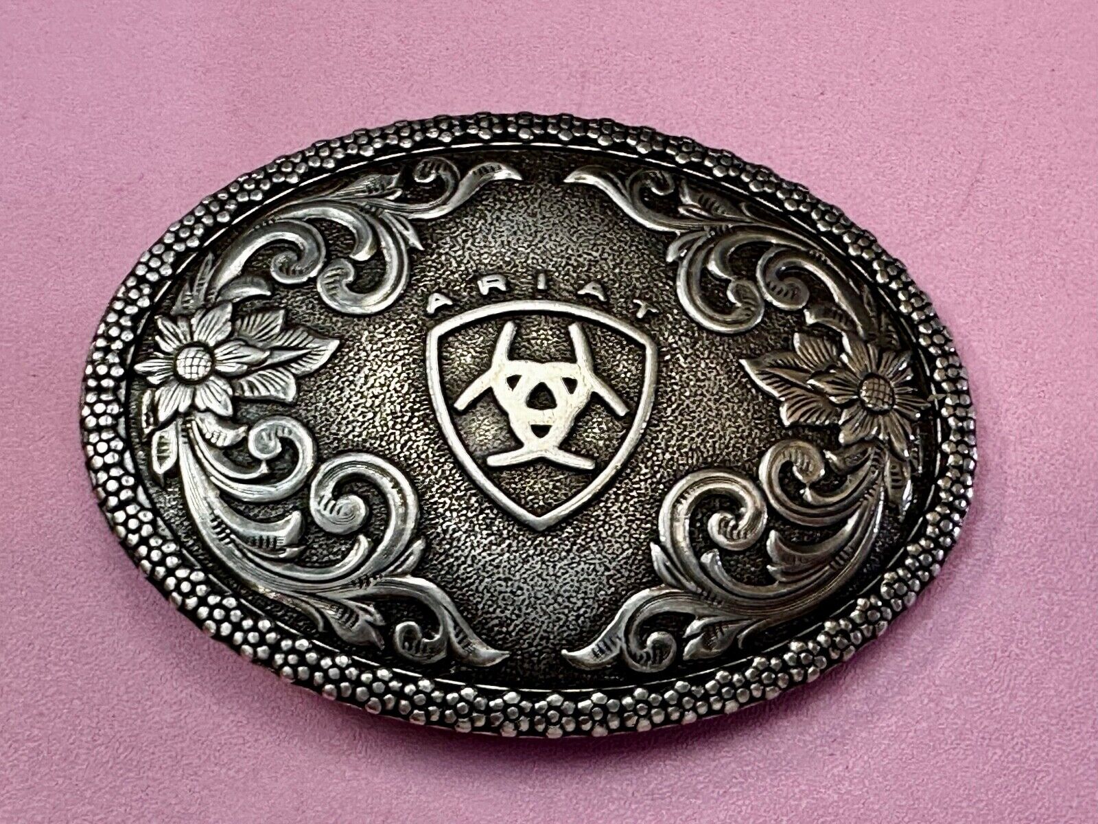 Ariat - Western flower swirl design oval replacement belt buckle