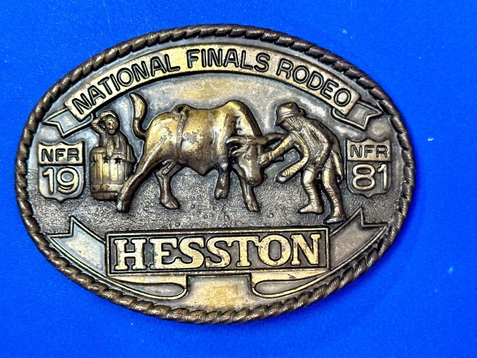 1981 Hesston National Finals Rodeo NFR Collectors Rodeo Cowboy Belt Buckle