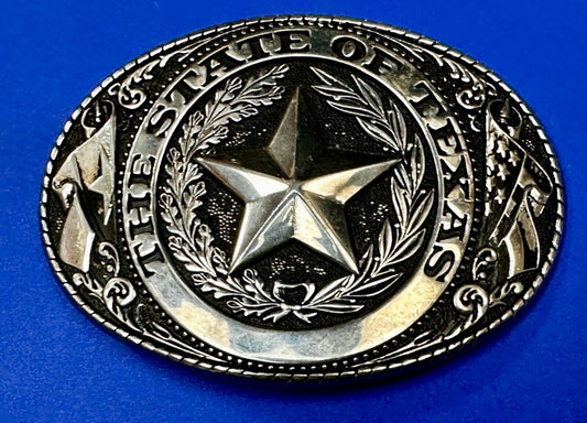The Great State of Texas - Flag & Star Vintage LIGHT GOLD Color Belt Buckle
