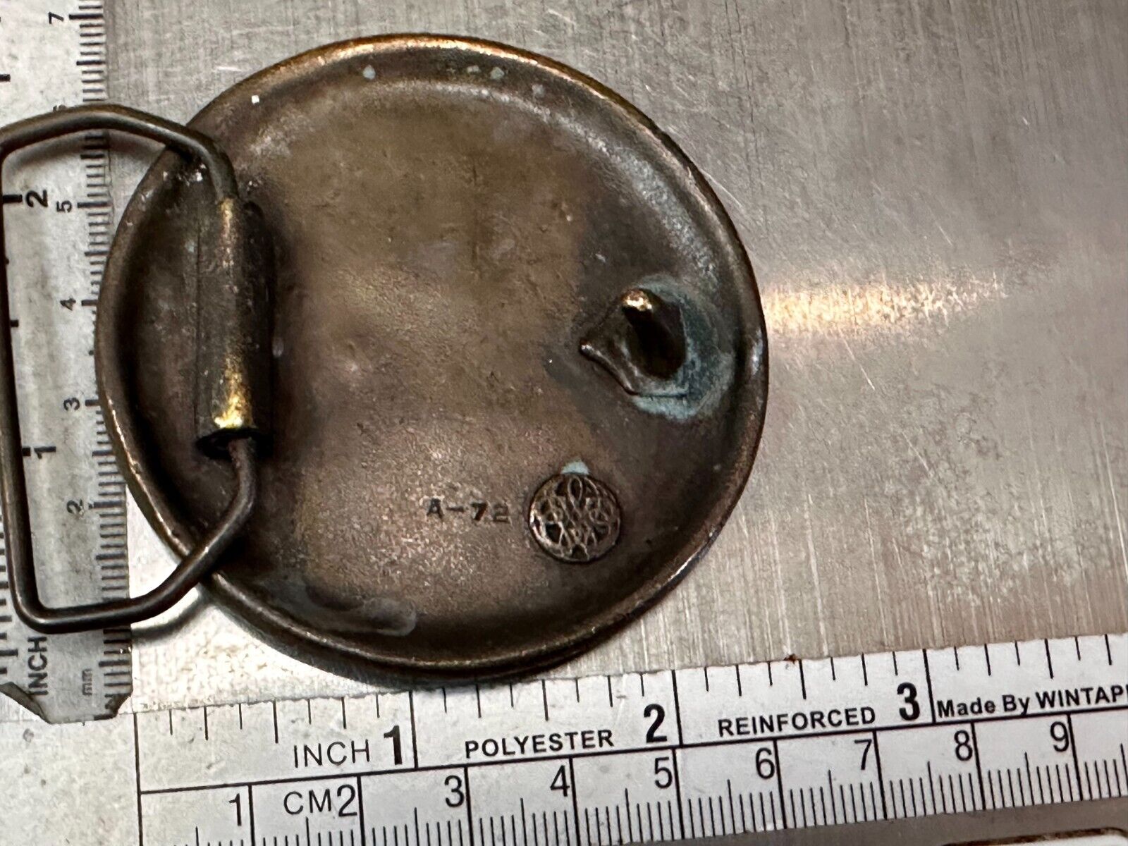 Village Scene Fiddle Miner Workers Bergamot Brass Works A-72 Belt Buckle