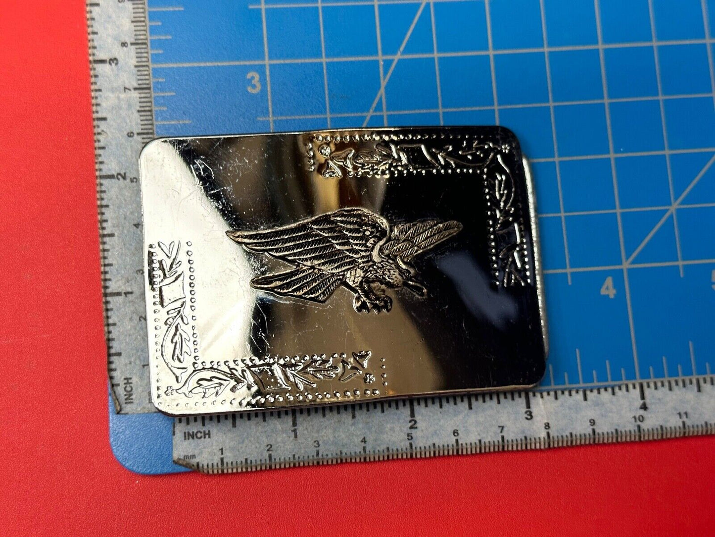 Vintage Hunting Flying Majestic Eagle on western mirrored reflective belt buckle