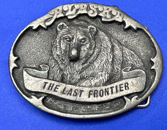 Alaska Grizzly Bear - The Last Frontier Belt Buckle by Alaska Frontier Arts