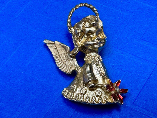 Vintage Little Angel Christmas Child Holiday Gold Tone Brooch Pin GERRY'S