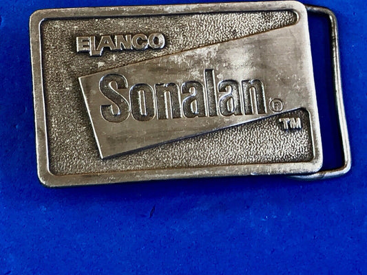 vintage Elanco Sonalan belt buckle - in appreciation for your support farmers 