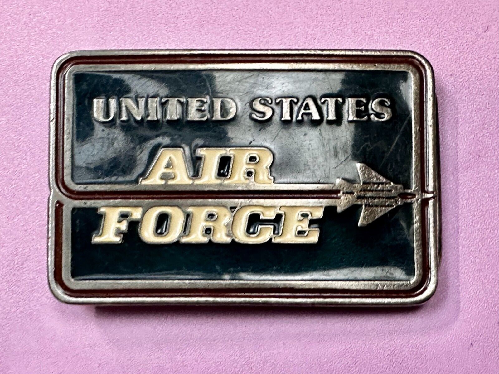 USAF United States Air Force Fighter Jet Plane logo Vintage numbered Belt Buckle