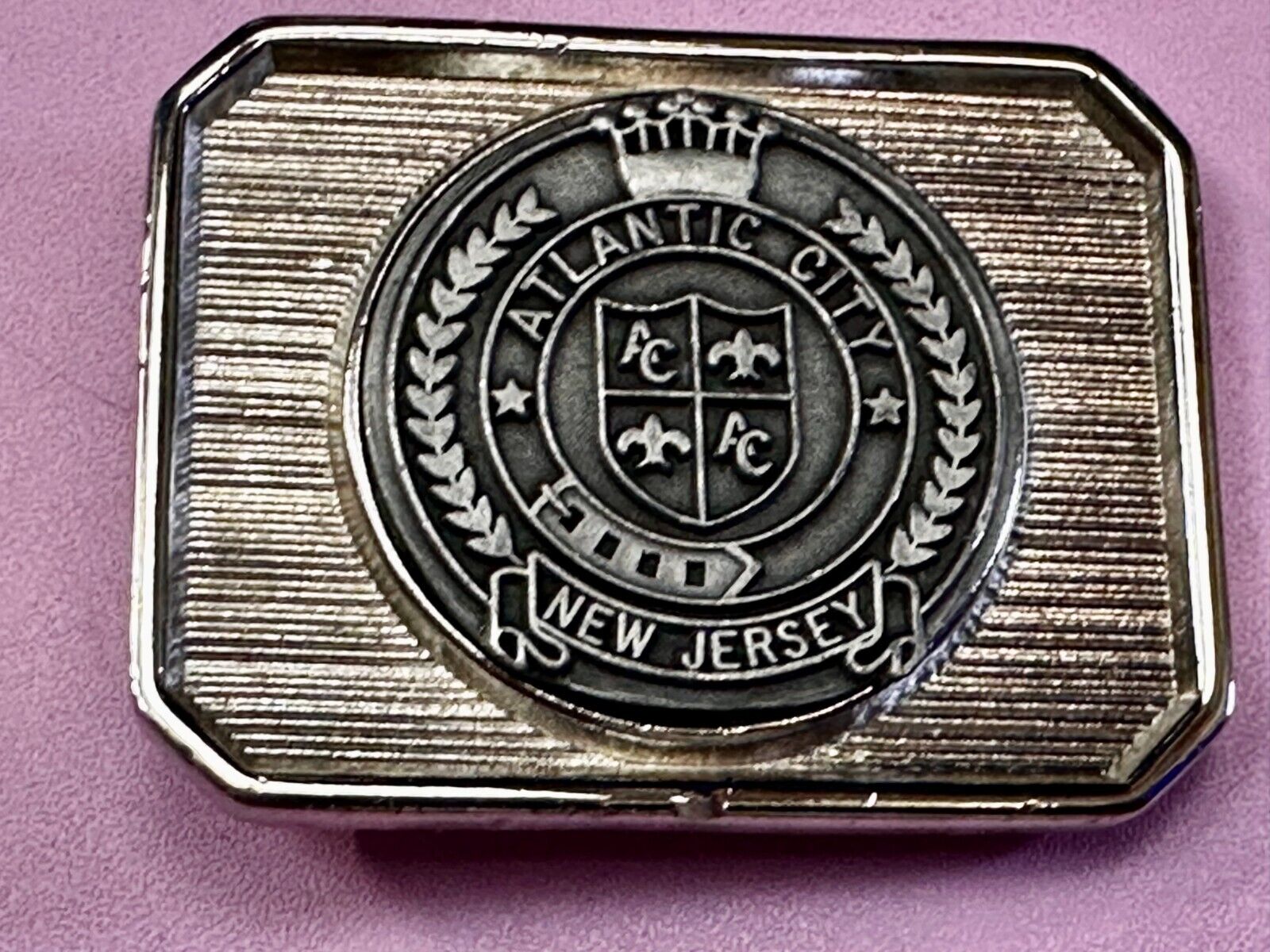 Atlantic City New Jersey State Seal Commemorative Belt Buckle Made in Usa