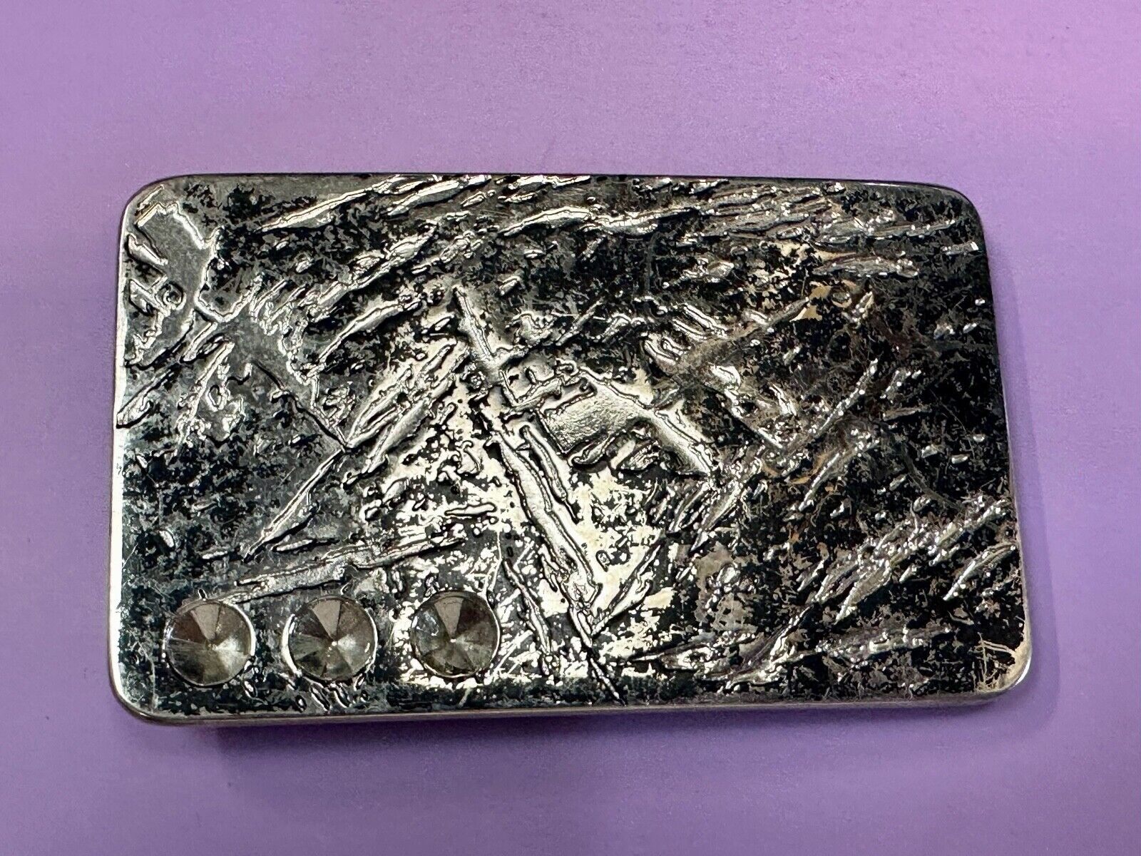 Unknown to me!  Faux Metal shards - space for 3 Rhinestone's Vintage Belt Buckle