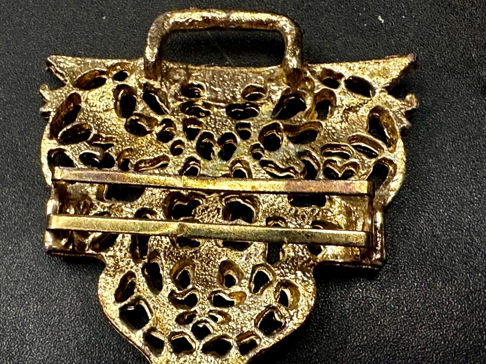 Victorian Style Filigree Metal Two Piece Interlocking Gold Tone Belt Buckle