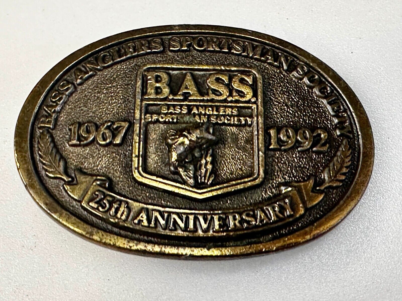 1992 Bass Anglers Sportsman Society Club 25th Anniversary Fishing Belt Buckle