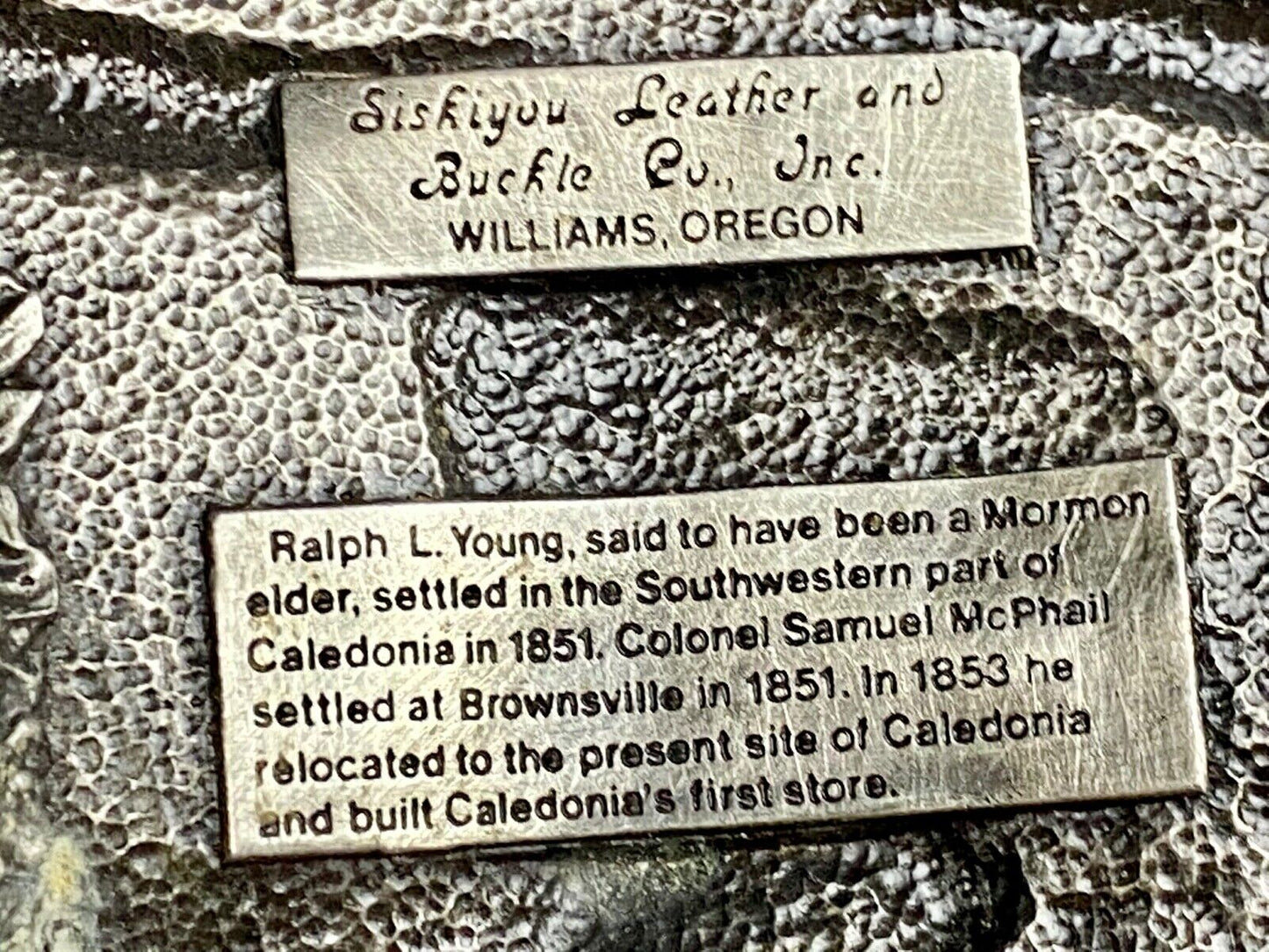 Vintage Founder’s Days Caledonia MN Siskiyou belt buckle - Ralph L Young -elder 
