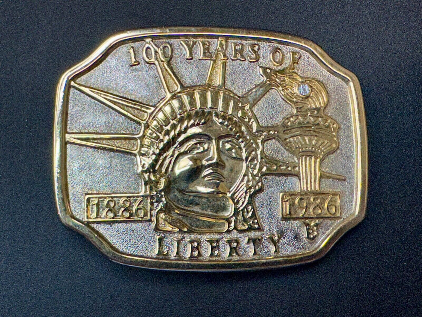 100 Years of Liberty  NYC statue of Lady Liberty two tone Souvenir belt buckle