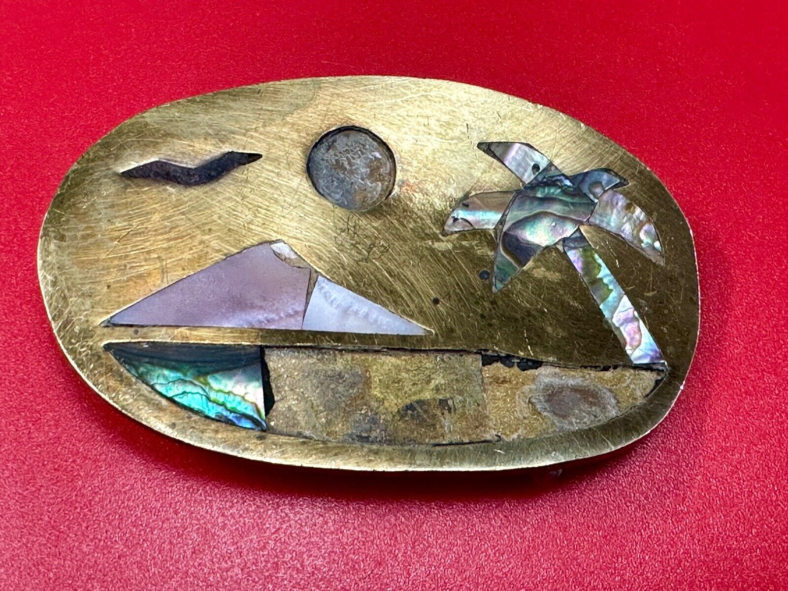 A Project belt buckle to repair - Missing inlaid inlay Abalone shell