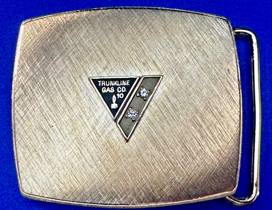 Trunkline Gas Company 10 Year Award Vtg. diamonds & gold centerpiece Belt Buckle
